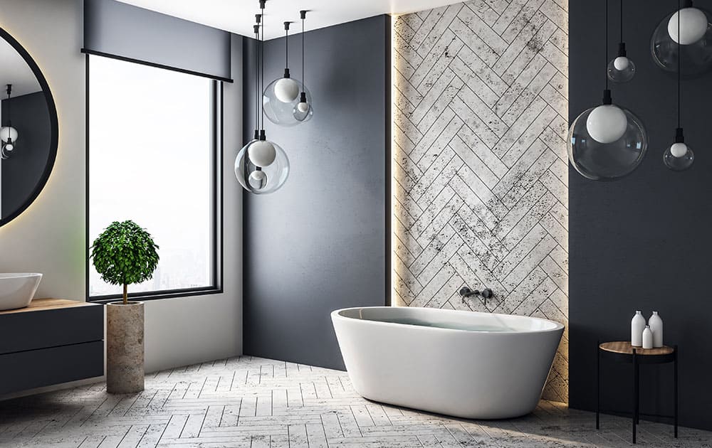 salle de bain moderne mur anthracite