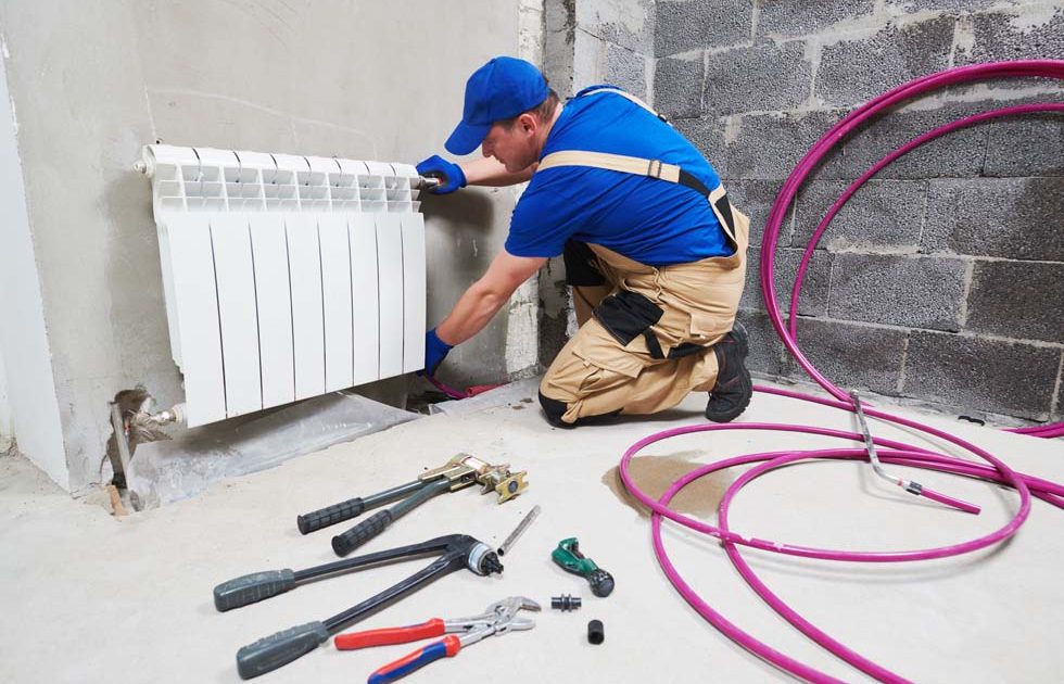Installation d'un radiateur dans le cadre d'un système de chauffage central